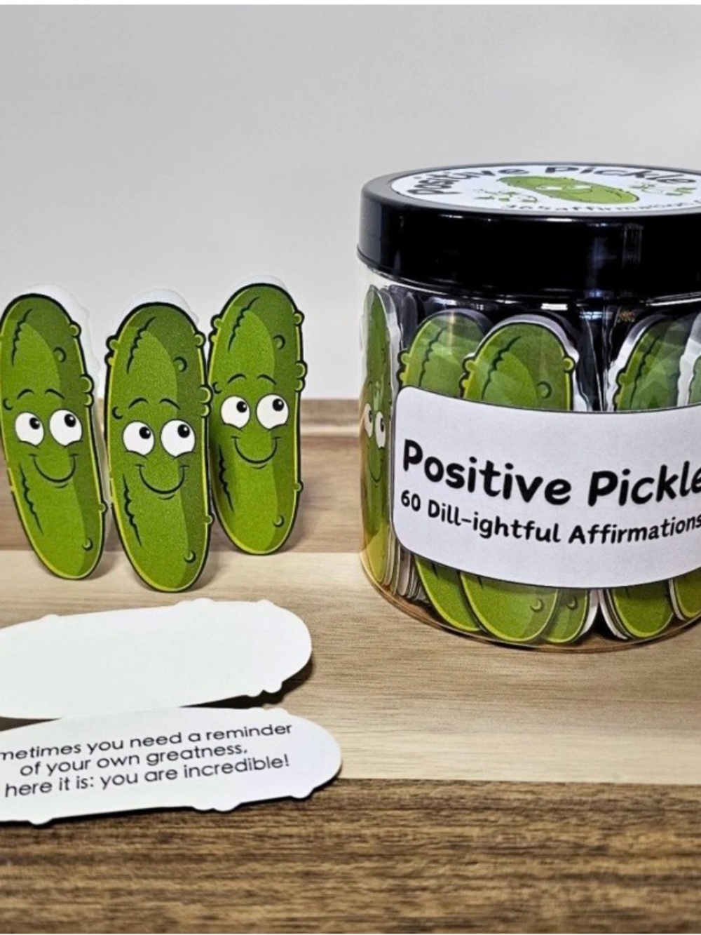 Positive Pickles Dill-ightful Affirmation Deck - Green with bracelet